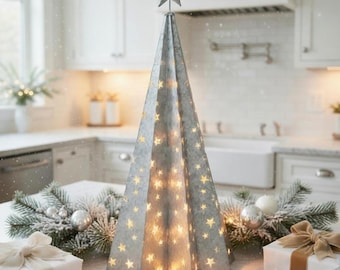 Pottery Barn Retired Lrg Lighted Galvanized Tree New