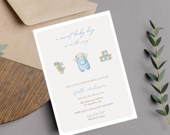 Baby Boy Shower Invite, Boho Baby Shower Invite, Editable Template, Editable Invite, Baby Shower Invitation Boy, Boho Baby Boy Invitation