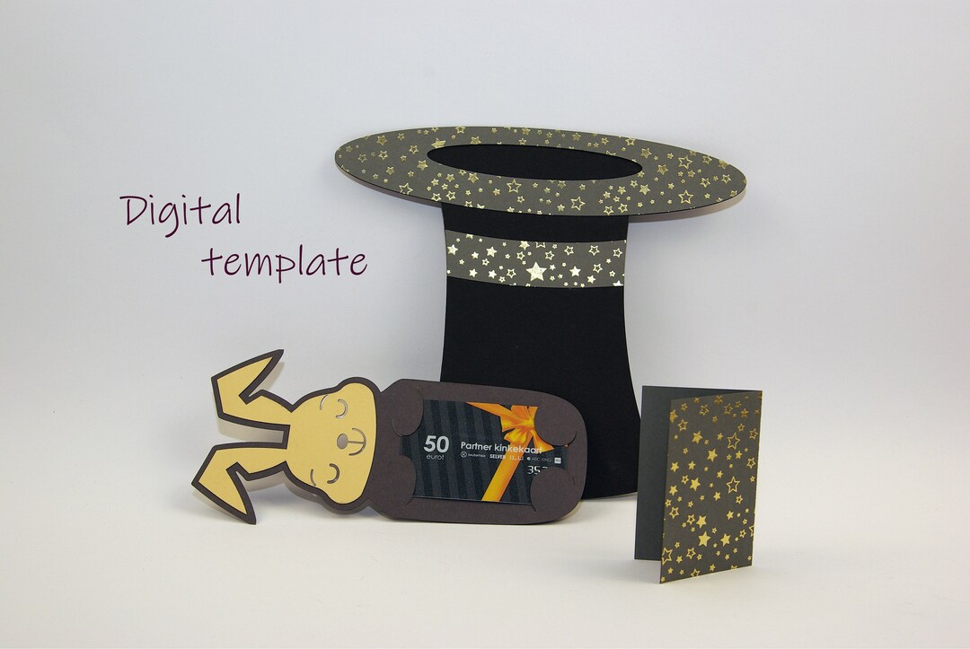 Rabbit Gift Card Holder SVG DXF: Magician Hat, Easter Bunny (digital ...