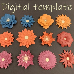 Paquete de plantillas de flores, flores de papel SVG, archivos de corte de flores, plantillas de hojas SVG, archivos de corte de Cricut, archivos de corte de Silhouette