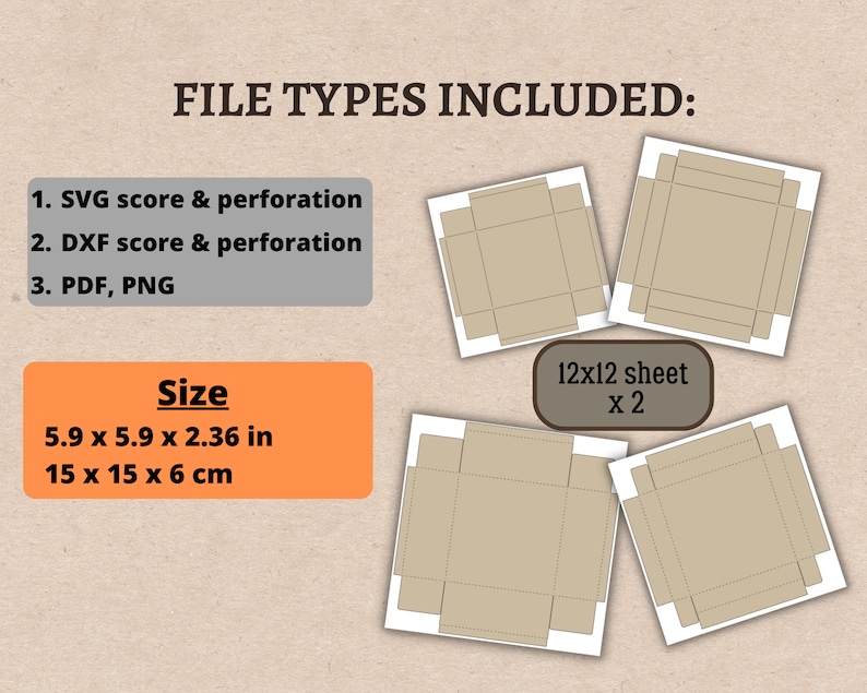 Digital Box With Lid Template | Svg, Dxf, Pdf, Png. - Etsy