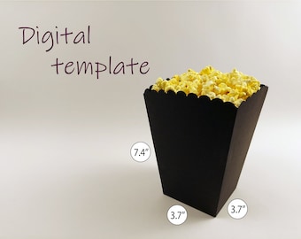 Plantilla de caja de palomitas de maíz / svg, dxf, png, pdf.