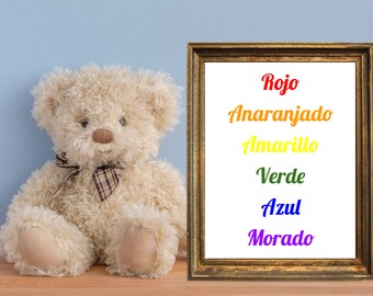El Arcoiris Rainbow Wall Art Spanish Typography Rainbow Color Print Los Colores En Español Nursery Rainbow Wall Print Spanish Prints