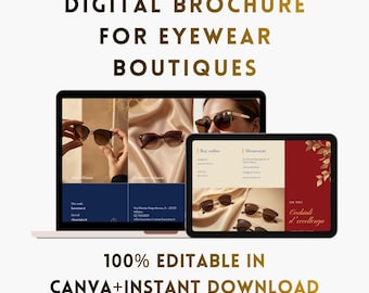 Optical Brochure Template for Canva, Eyewear Lookbook for Boutique, Digital Sunglasses Catalog, Optician Marketing, Eyewear Line Sheet
