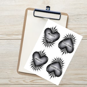 Gothic Spiderweb Chrome Font Tattoo Bottle Label Sticker Sheet