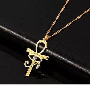 Womans Necklace EYE of HORUS ANKH Cross Silver Pendant Ladies Crystal Silver Gold Chain Jewlery Christmas Granddaughter Gift