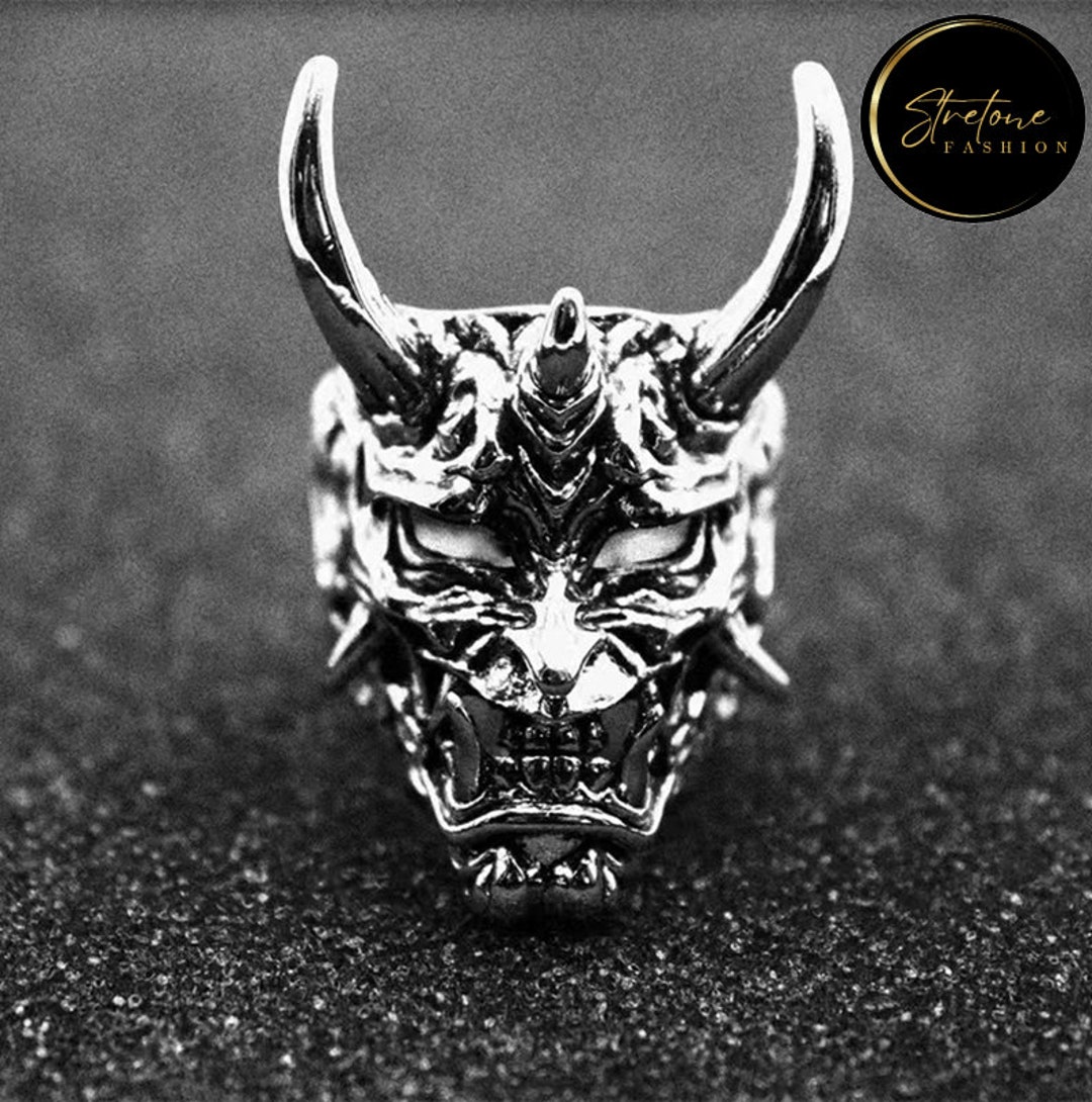 Mens Oni Mask Ring, Hannya, Japanese Demon Ring Vintage/ring/skull