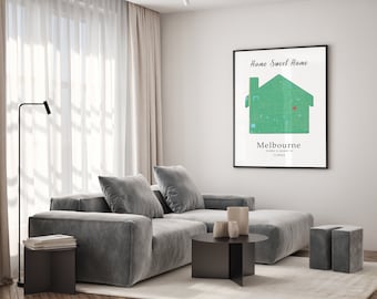 Custom City Map Print, Home Sweet Home Artwork, Personalized Gift