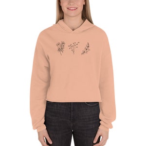 Crop Hoodie. Wild Flowers Hoodie , Floral Hoodie, Flower Hoodie, Nature Hoodie, Ladies Hoodie,  Women&#39;s floral shirts.