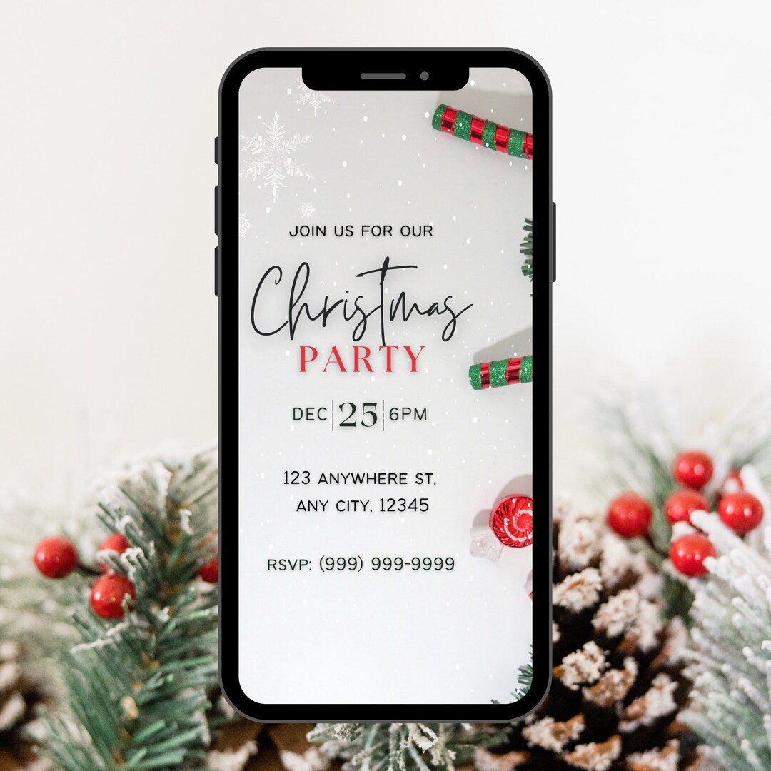 Digital Christmas Party Invitations Invite 2 printable Etsy
