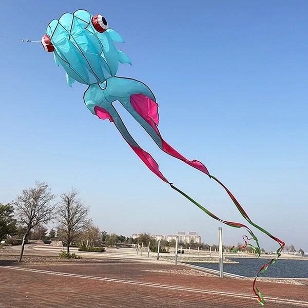 3D 10M 3-Color Goldfish Soft Kite Large Soft Animal Professional Kites Outdoor Inflatable Beach Kite Easy To Fly and Tear Proof