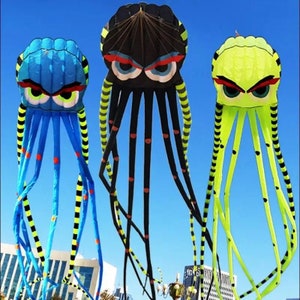 3D 8-meter Octopus Kite Four-colors Large Animal Soft Kite Outdoor  Adult Kites Easy To Fly Nylon Tear Resistant