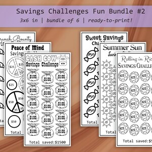 Fun Mini Savings Challenge Bundle # 2 | Budget Binder | Savings Tracker | Cash Stuffing | Printable | Envelope Challenge | Fits A6 - 3x6 in