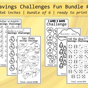 Mini Fun Savings Challenge Bundle # 1 | Low Income Cash Stuffing | Savings Tracker | Printable | Envelope Challenge | Fits A6 - 3x6 in