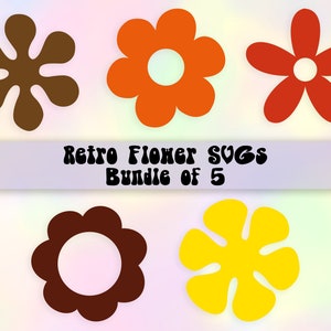 Retro Flower svg Bundle #2 | Daisy svg | Groovy svg | Hippie svg | Files for Cricut | Files for Silhouette | Digital Download