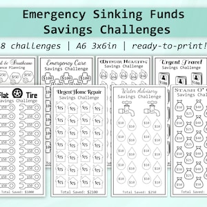 Emergency Sinking Funds Savings Challenge Bundle | &quot;The Unthinkables&quot; | Cash Stuffing | Savings Challenges | Budget Binder | A6 3x6 in