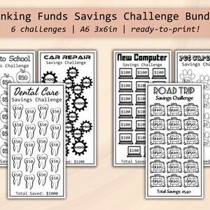 Savings Challenge Bundle | Sinking Funds Tracker Bundle | Envelope Challenge | Savings Challenges | Budget Binder | A6 3x6 inch | printable