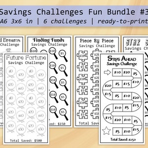 Fun Mini Savings Challenge Bundle #3 | Low Income Cash Stuffing | Sinking Funds Tracker | Budget Binder | A6 3x6 inches | Digital Download