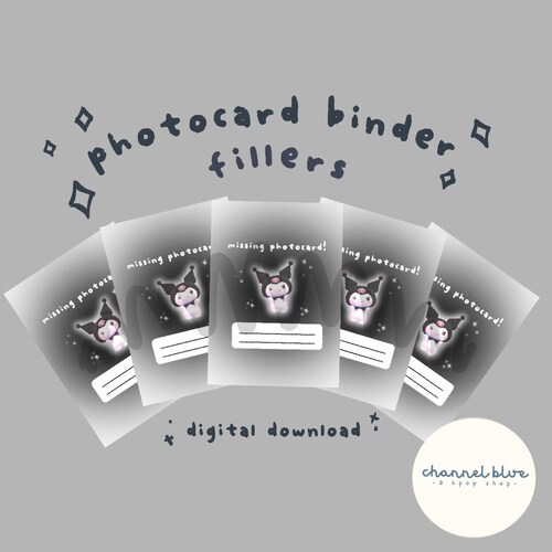 Kpop Photocard Binder Filler Black digital Download Etsy