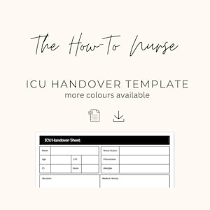 ICU/Critical Care Nurse Handover Sheet Printable Template