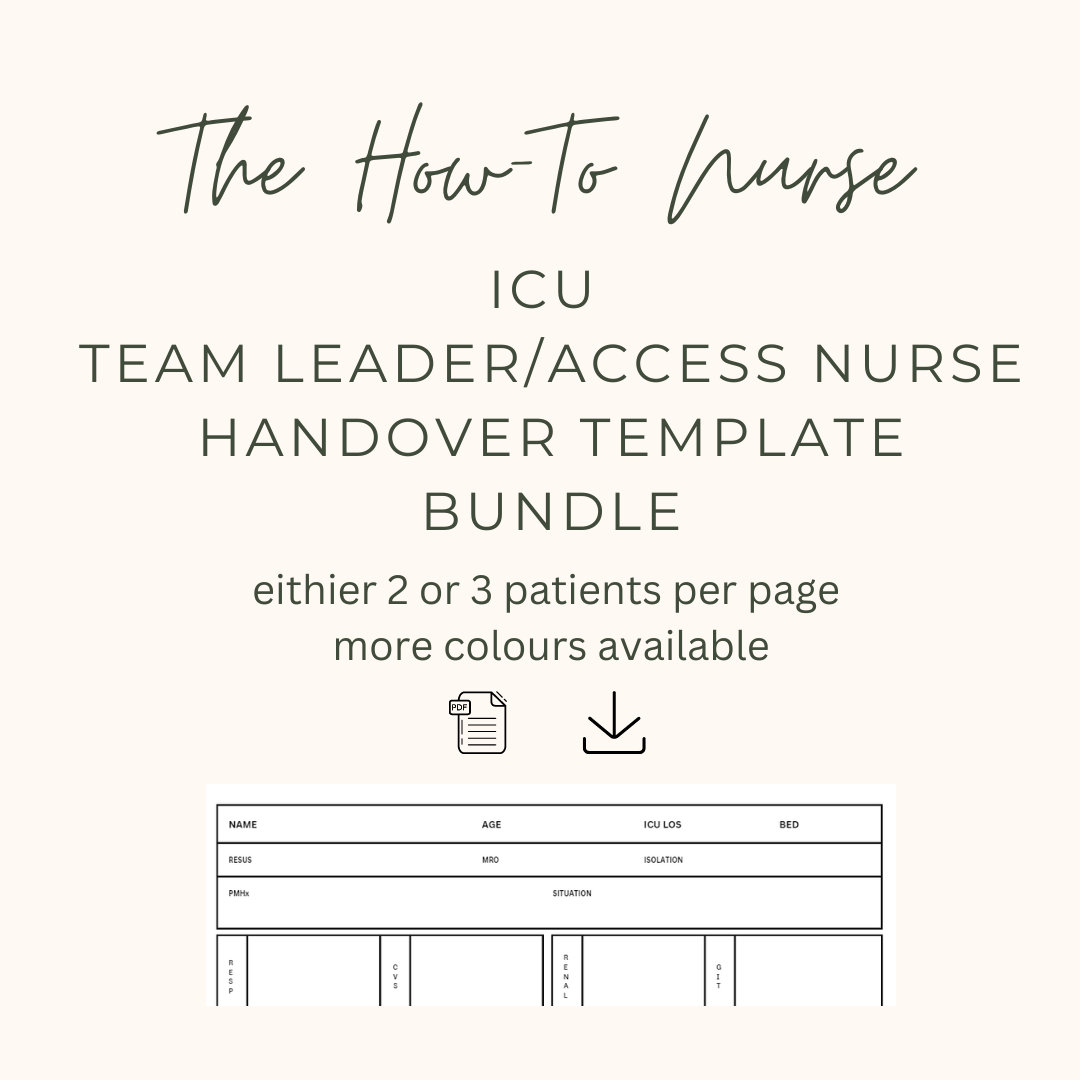 ICU Nurse Team Leader Handover Template Critical Care Access Nurse