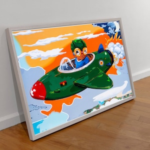 Hebru Brantley - Wind On Your Back - Canvas Wrap | UV Printed Poster | Floating Framed Canvas | Framed Art Decor | Acrylic Print