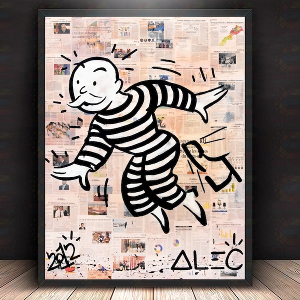 Alec Monopoly - Get Out of Jail - Canvas Wrap | UV Printed Poster | Floating Framed Canvas | Framed Art Decor | Acrylic Print