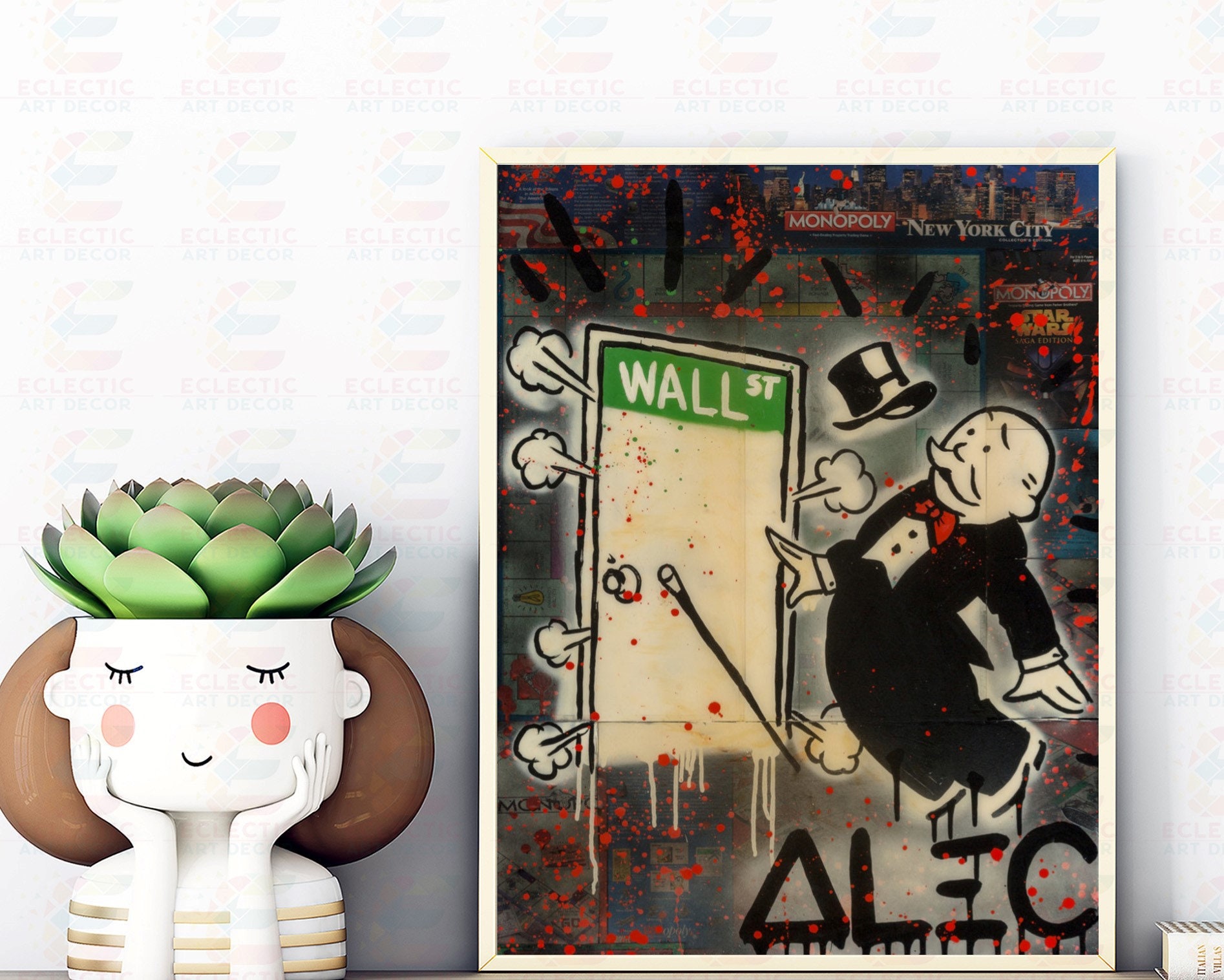 Alec Monopoly Trading Stocks wall St Canvas Wrap UV 