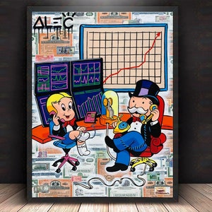 Alec Monopoly Trading Stocks wall St Canvas Wrap UV 