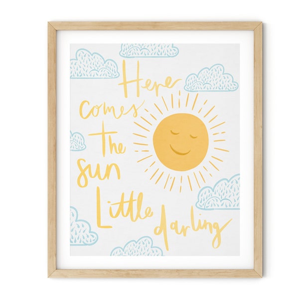 Wall Art, Here Comes The Sun, The Beatles, Lyrics, Rock n Roll Nursery Art Print, Digital Download, Typography, Lyric Art , Beatle Lyric Art