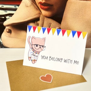 Tarjeta de San Valentín de Taylor S, brillante, de alto gsm, You belong with me Junior Jewels, viene con un sobre marrón y una pegatina de corazón para sellar. Regalo