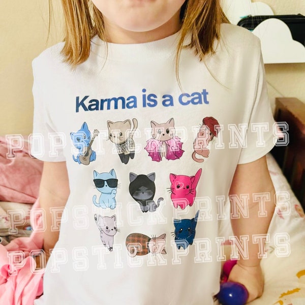 Taylor S Unisex Tshirt Karma Cat Eras. Premium Men’s Women’s Tshirt, Merchandise gift. Matching family sets