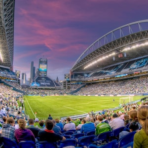 Lumen Field,Seattle - Atemberaubender Sonnenuntergang Fussball Stadion Fotografie | Digitaler Download | Fotodruck | USA Sportarene