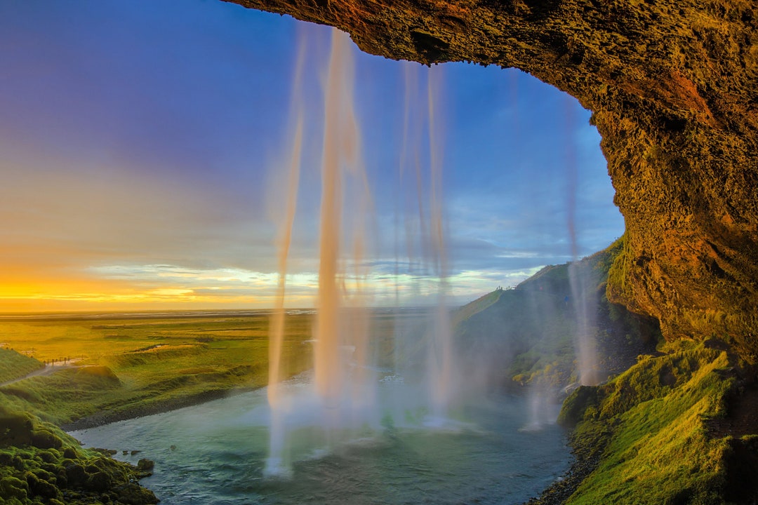 Seljalandsfoss Waterfall Sunset Print: Iceland Landscape Photo (digital ...
