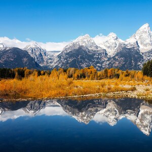 Teton Kette, Grand Teton Nationalpark, Wyoming, USA, Spiegelung des Sees, Gebirgskette Wandkunst, digitaler Download, Geschenk für sie oder ihn