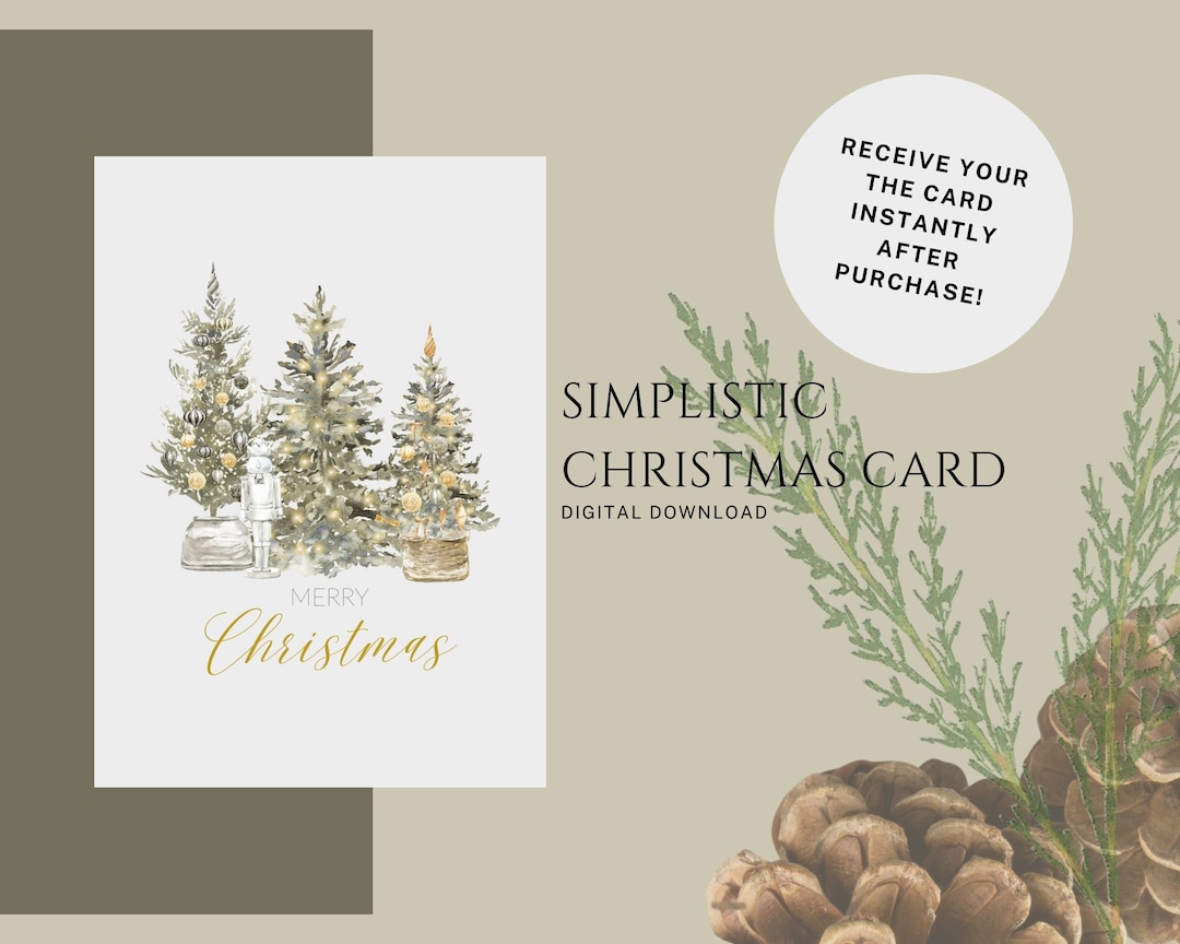 Printable 5x7 Inch Christmas Card Instant Download, Minimalist, Boho ...
