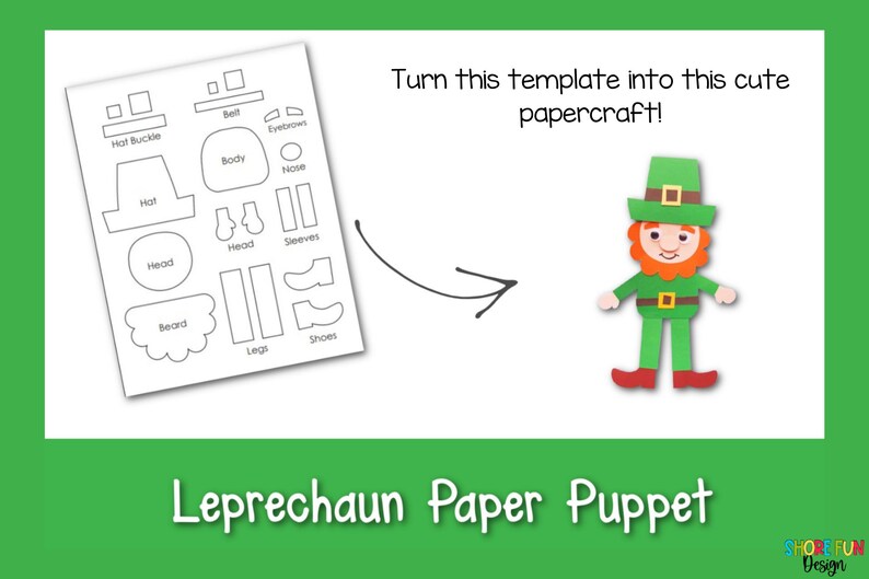 Leprechaun Paper Puppet Craft Template With Directions - Etsy
