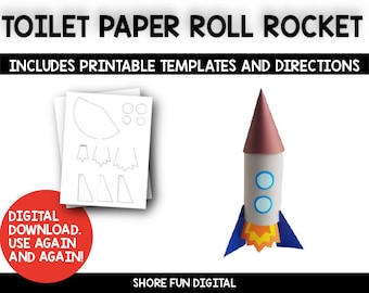 Toilet Paper Roll Rocket Craft Template with Directions