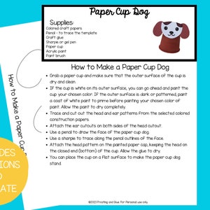 Paper Cup Dog Craft Template With Directions - Etsy