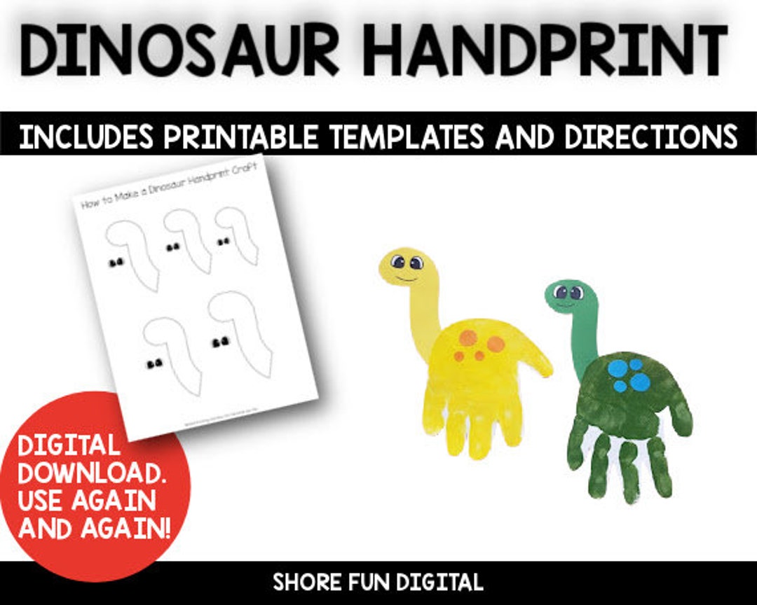 Dinosaur Handprint Craft Template With Directions Etsy Dinosaur Handprint Craft Template With Directions Etsy