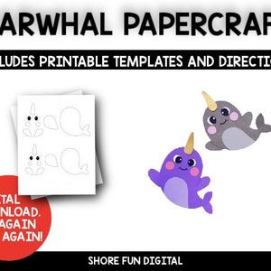 Narwhal Papercraft Template with Directions