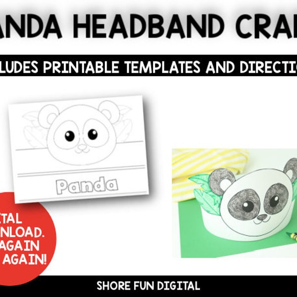 Panda Headband Papercraft Template with Directions