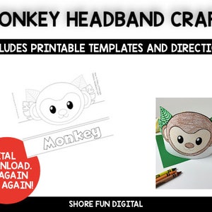 Monkey Headband Craft Template with Directions