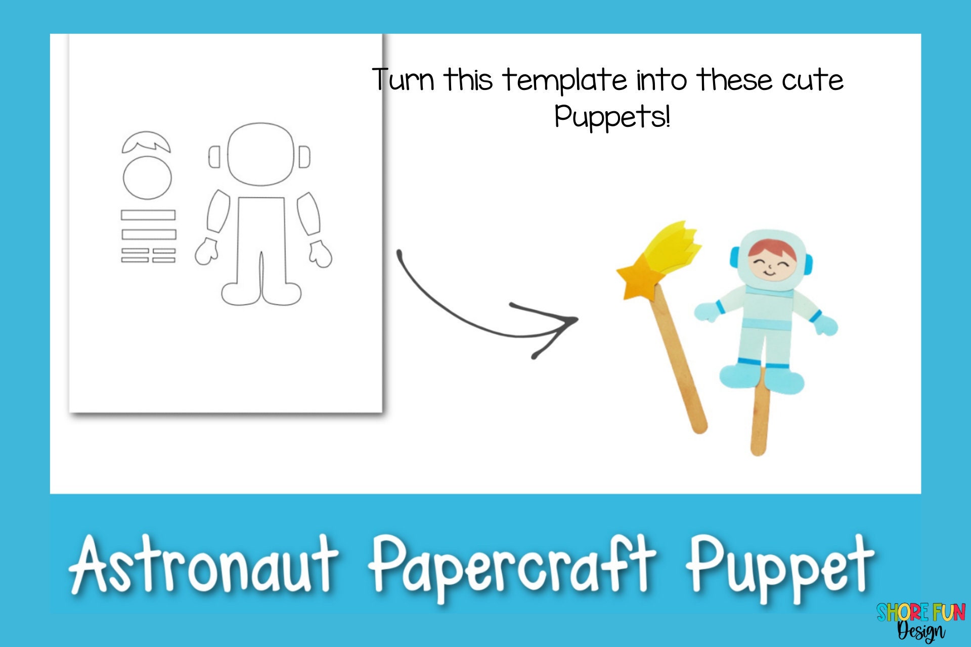 Astronaut Puppet Craft Template With Directions - Etsy