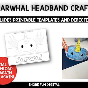 Narwhal Headband Papercraft Template with Directions