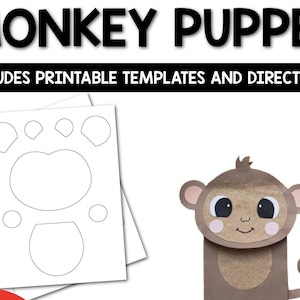 Monkey Paper Bag Puppet Template with Directions
