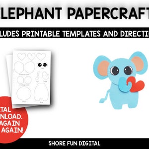 Elephant Papercraft Template with Directions