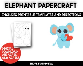 Elephant Papercraft Template with Directions