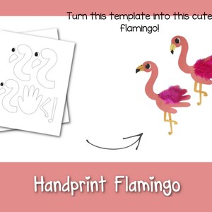 Handprint Flamingo Craft Template With Directions Etsy