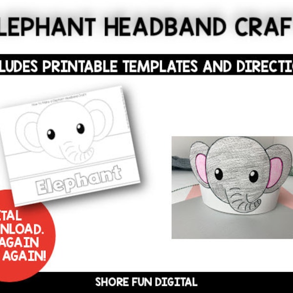 Elephant Headband Craft Template with Directions